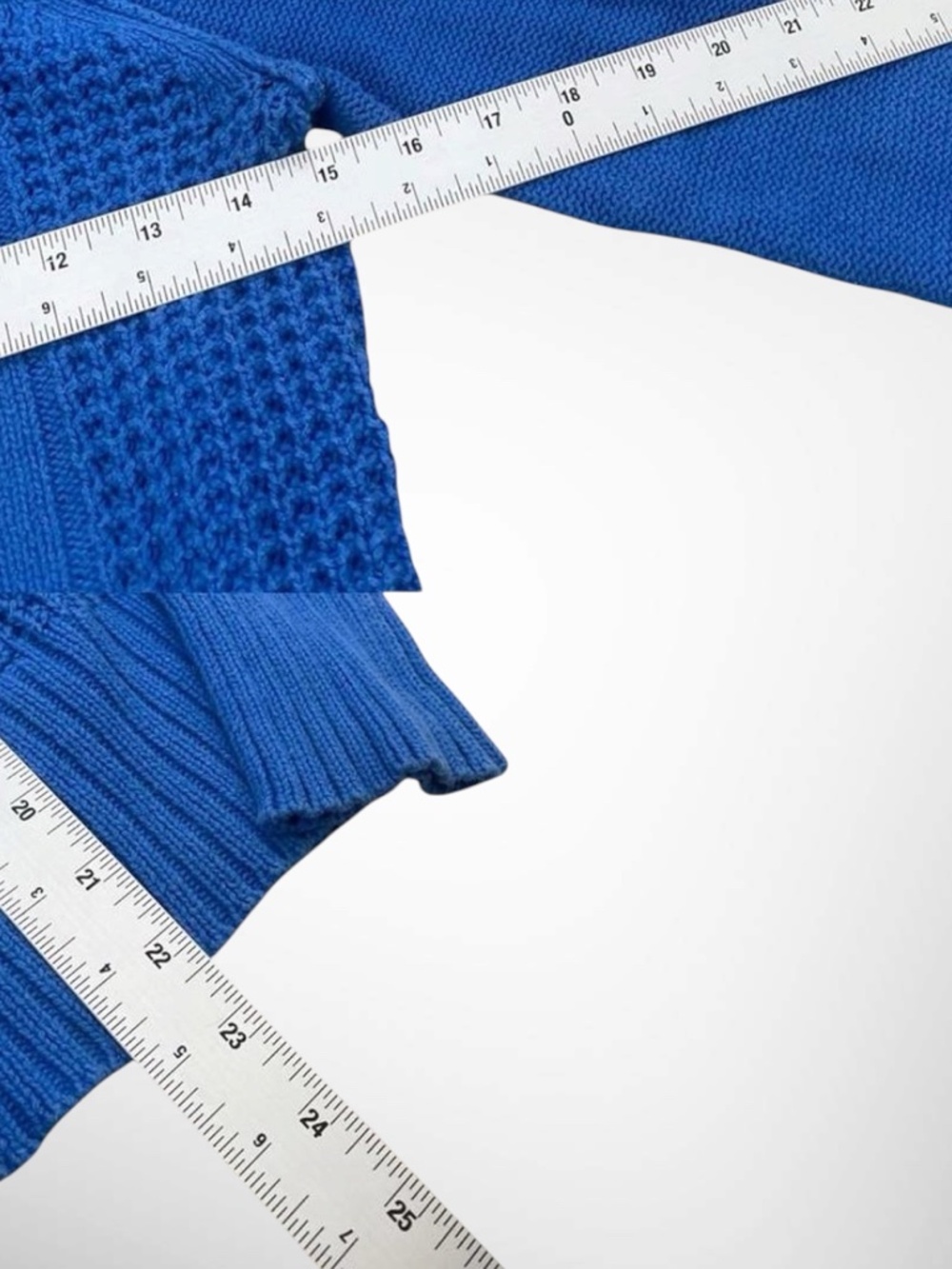 Early 2000s Aeropostale Cobalt Blue Cable Knit Zip Up Hoodie | Y2K Preppy Sweate - Picture 5 of 5